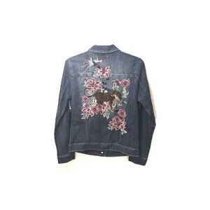 Billy T Embroidered Denim Jacket XS Artwear Rock Chic Boho Festival Statement